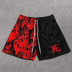 Chic Stylish Y2K Graphic Letter Print Gym Shorts for Men Quick Dry Breathable Shorts with Pockets Casual Workout Fitness Running