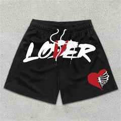 Chic Stylish Y2K Graphic Letter Print Gym Shorts for Men Quick Dry Breathable Shorts with Pockets Casual Workout Fitness Running